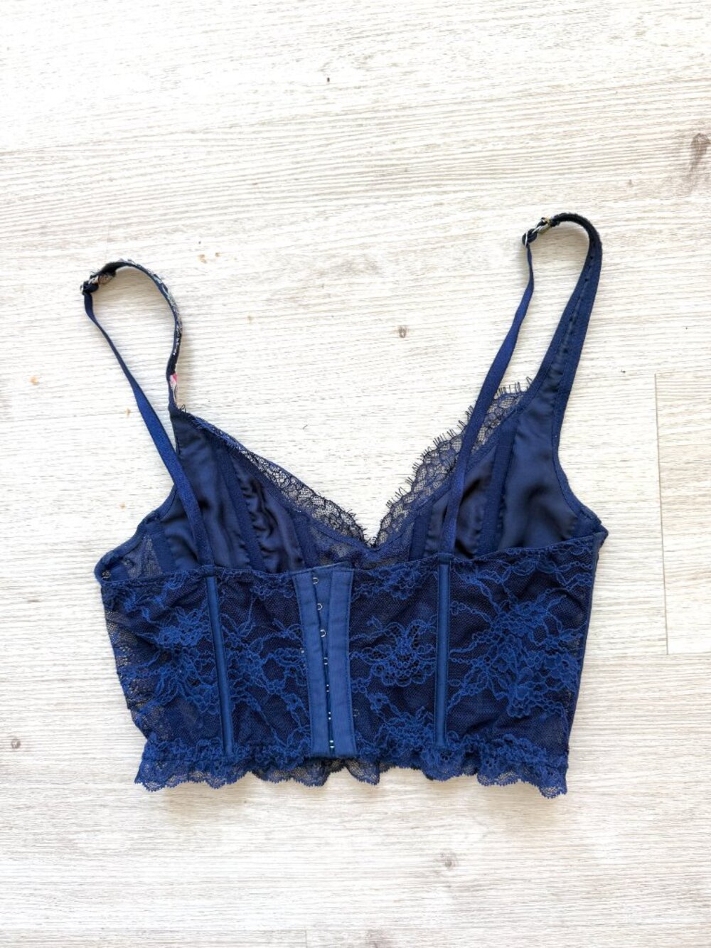 Blue Floral Lace Corset Top Lace Up Bustier Y2K Coquette Small - Picture 3 of 7